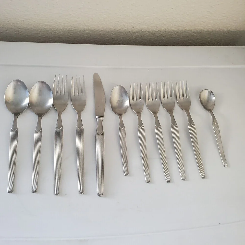 WIRTHS 18/8 Germany Stainless Steel Flatware Set 11 Pieces Ribbed Handle Vintage